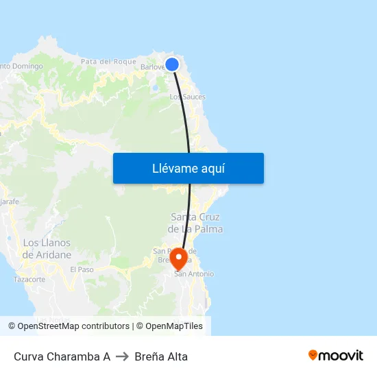 Curva Charamba A to Breña Alta map