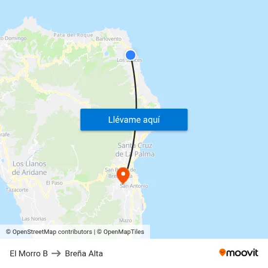 El Morro B to Breña Alta map