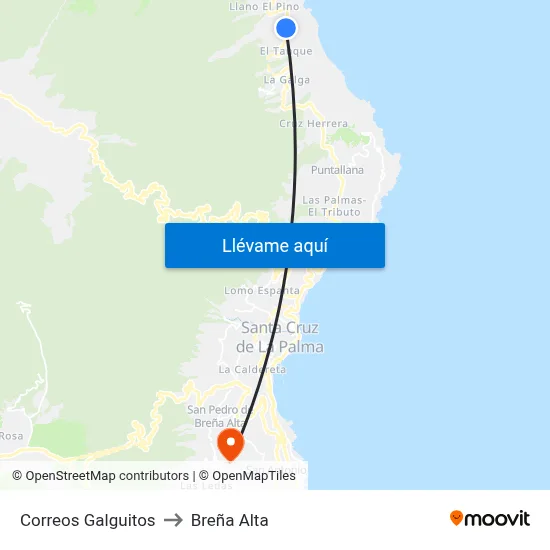 Correos Galguitos to Breña Alta map