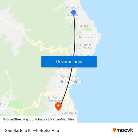 San Bartolo B to Breña Alta map