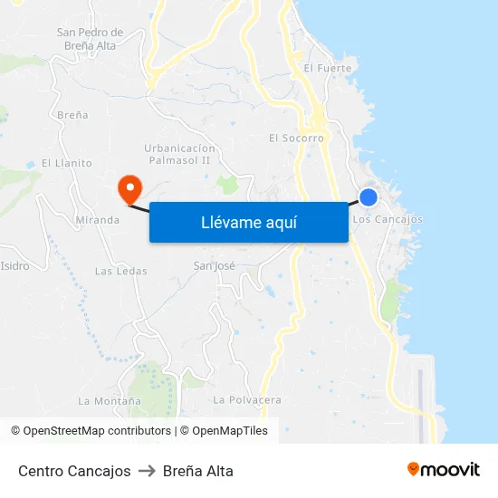 Centro Cancajos to Breña Alta map