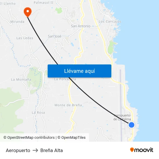 Aeropuerto to Breña Alta map