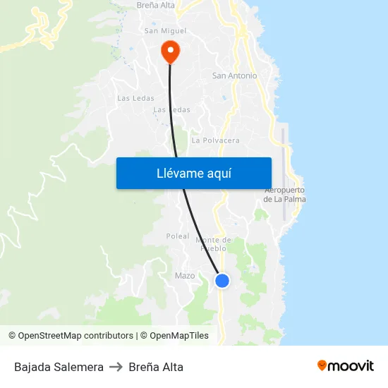 Bajada Salemera to Breña Alta map
