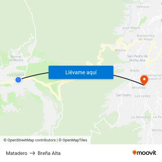 Matadero to Breña Alta map