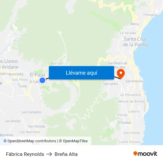 Fábrica Reynolds to Breña Alta map