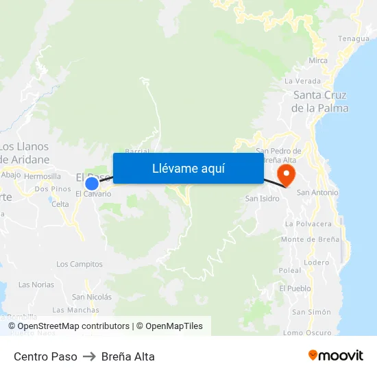 Centro Paso to Breña Alta map