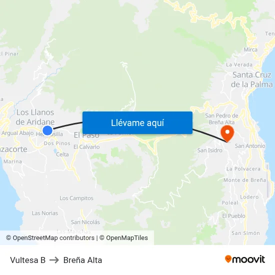 Vultesa B to Breña Alta map
