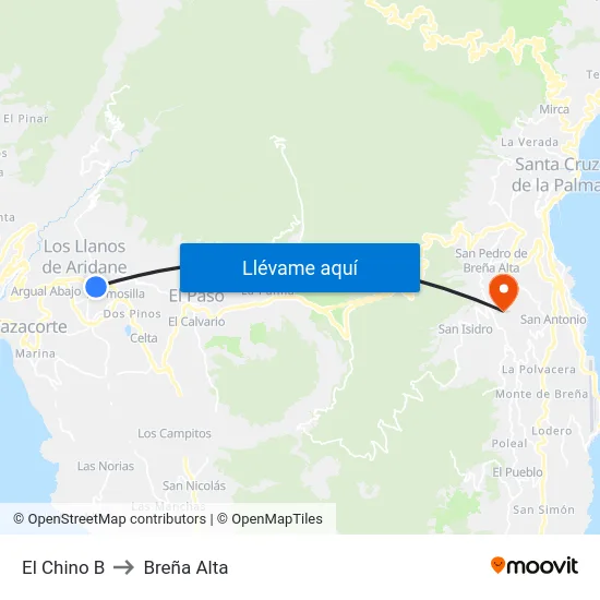 El Chino B to Breña Alta map