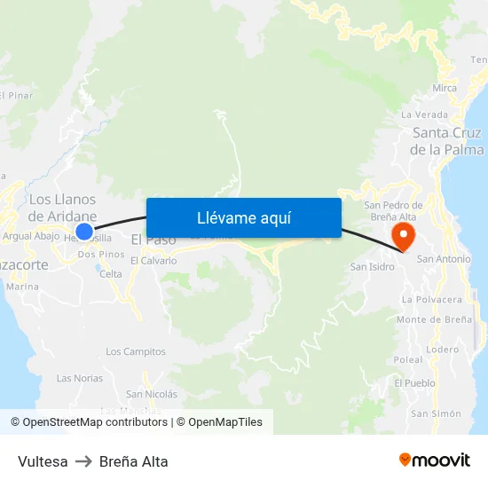 Vultesa to Breña Alta map