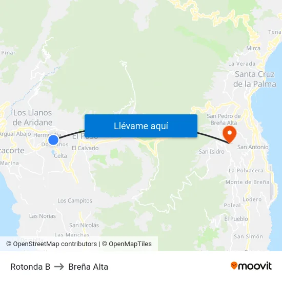 Rotonda B to Breña Alta map