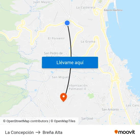 La Concepción to Breña Alta map