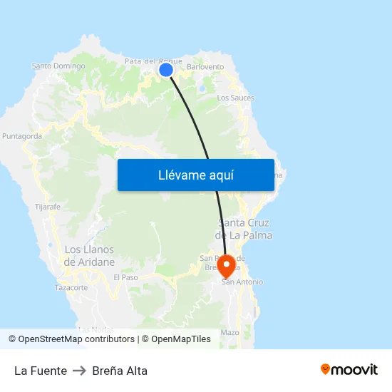 La Fuente to Breña Alta map