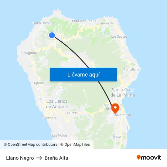Llano Negro to Breña Alta map