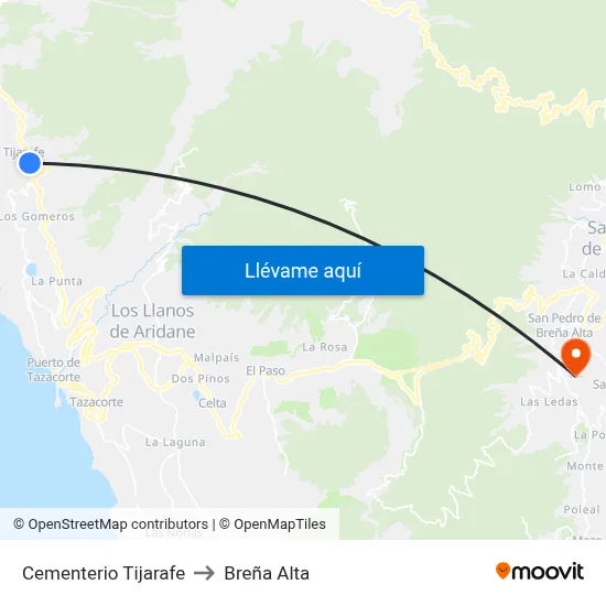 Cementerio Tijarafe to Breña Alta map