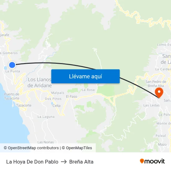 La Hoya De Don Pablo to Breña Alta map