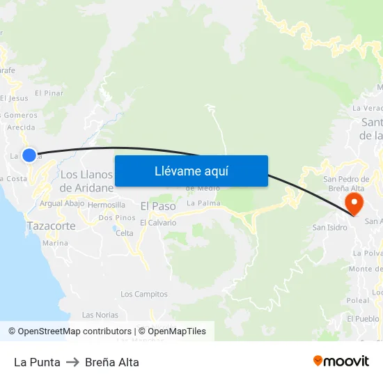 La Punta to Breña Alta map