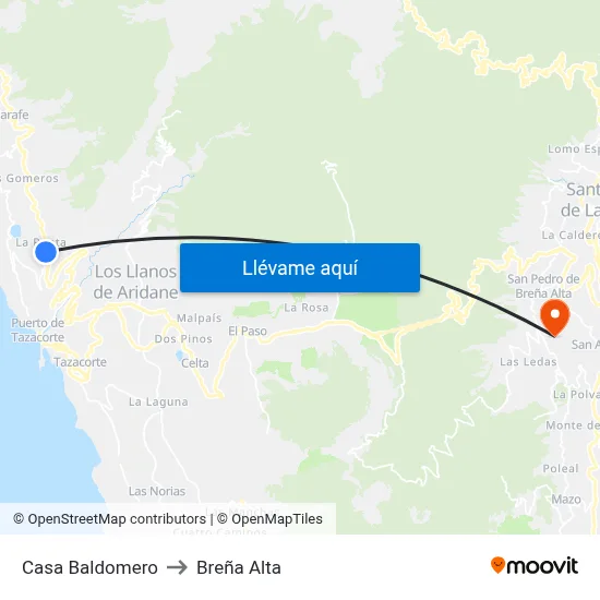 Casa Baldomero to Breña Alta map