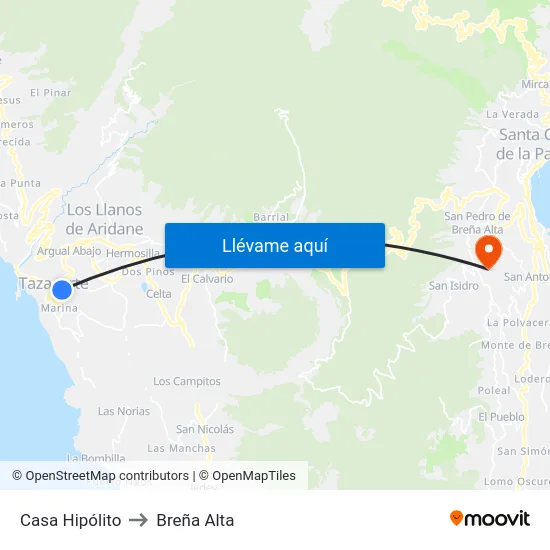 Casa Hipólito to Breña Alta map