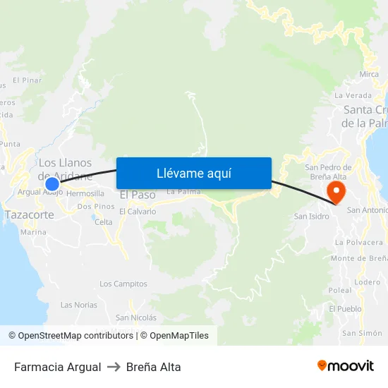 Farmacia Argual to Breña Alta map