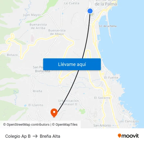 Colegio Ap B to Breña Alta map