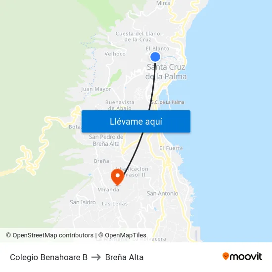 Colegio Benahoare B to Breña Alta map