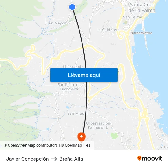 Javier Concepción to Breña Alta map