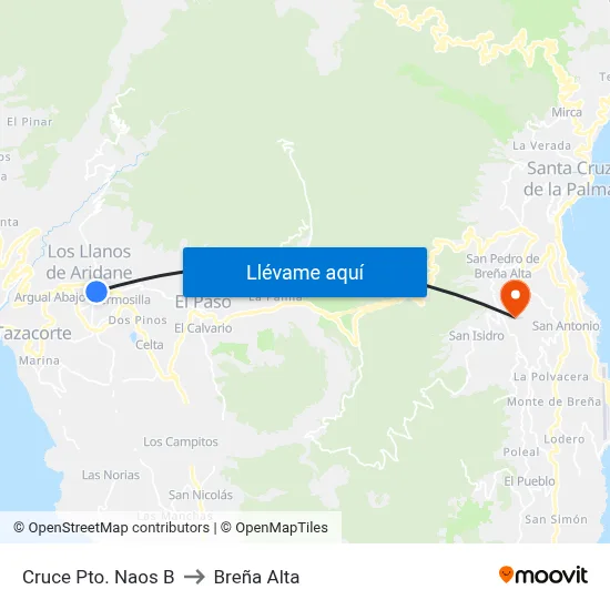 Cruce Pto. Naos B to Breña Alta map