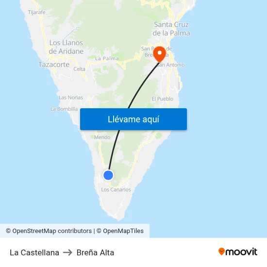 La Castellana to Breña Alta map