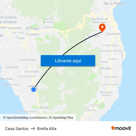 Casa Santos to Breña Alta map