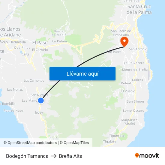 Bodegón Tamanca to Breña Alta map