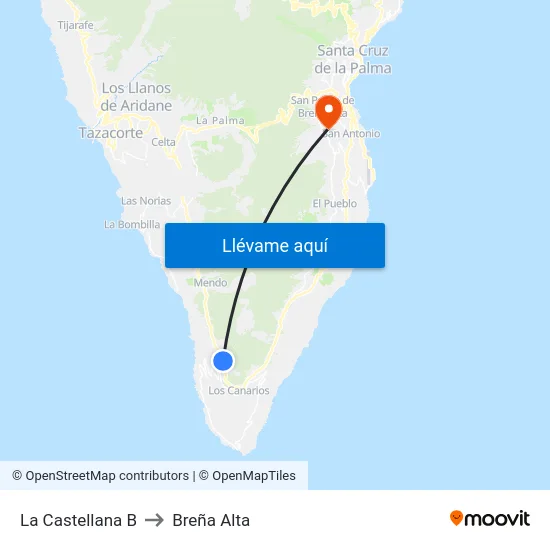 La Castellana B to Breña Alta map