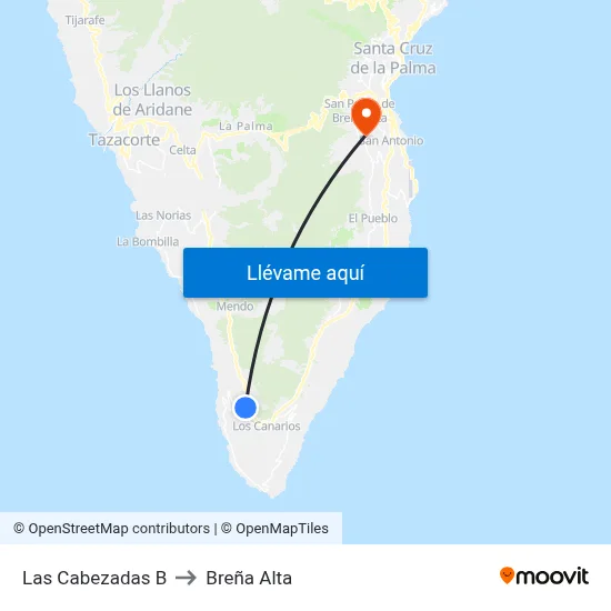 Las Cabezadas B to Breña Alta map