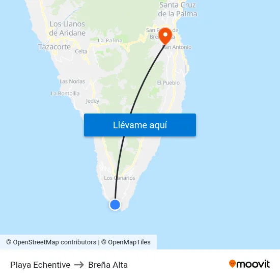 Playa Echentive to Breña Alta map