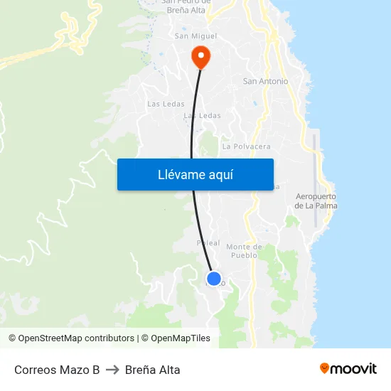 Correos Mazo B to Breña Alta map