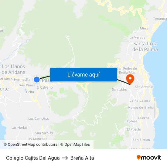 Colegio Cajita Del Agua to Breña Alta map