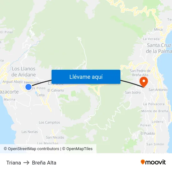 Triana to Breña Alta map