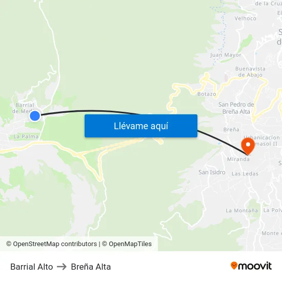 Barrial Alto to Breña Alta map