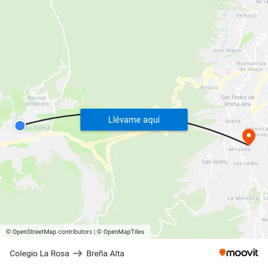 Colegio La Rosa to Breña Alta map