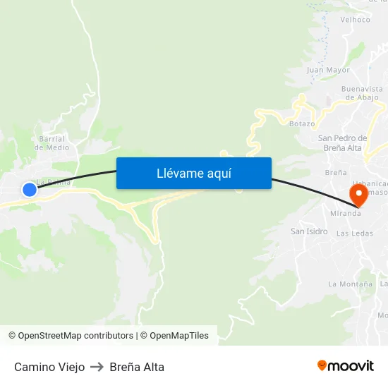Camino Viejo to Breña Alta map