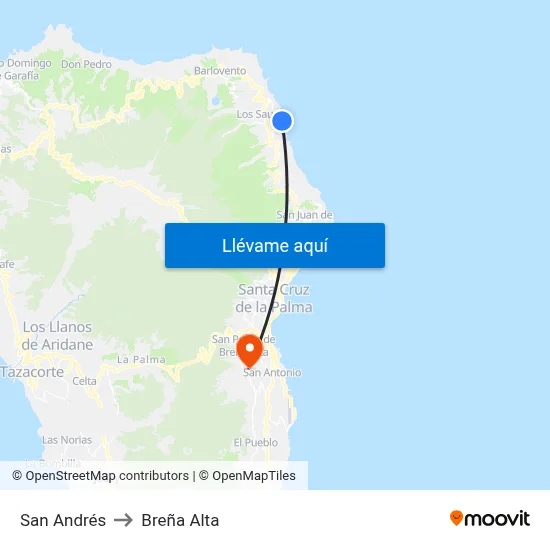 San Andrés to Breña Alta map