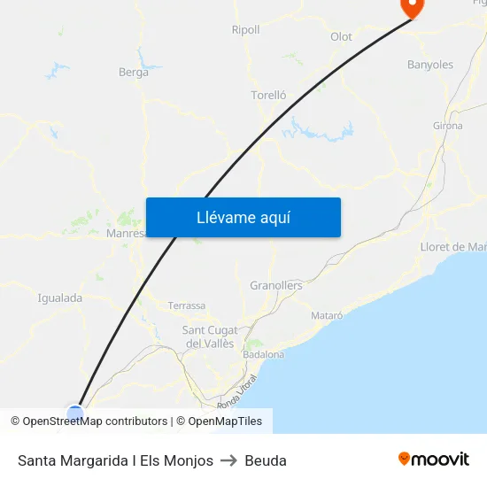 Santa Margarida I Els Monjos to Beuda map
