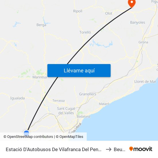 Estació D'Autobusos De Vilafranca Del Penedès to Beuda map