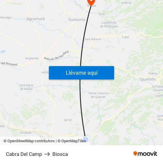 Cabra Del Camp to Biosca map