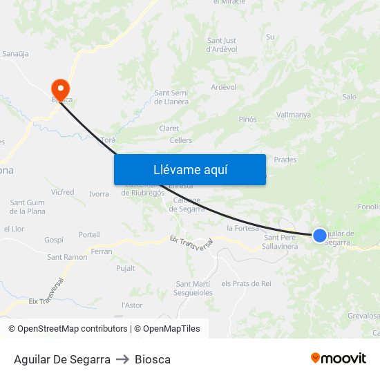 Aguilar De Segarra to Biosca map