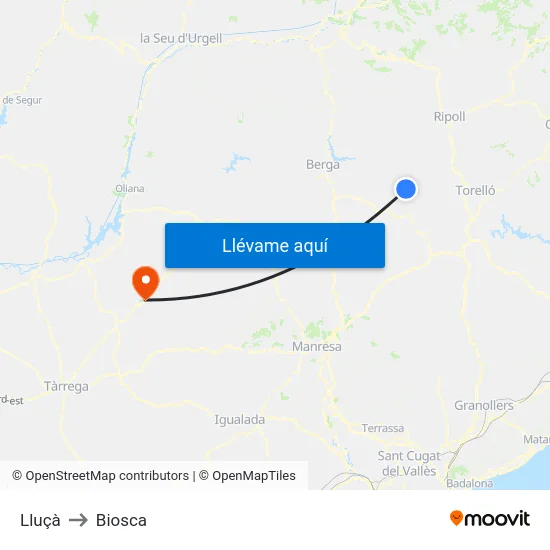 Lluçà to Biosca map