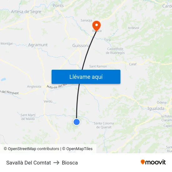 Savallà Del Comtat to Biosca map