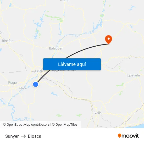 Sunyer to Biosca map