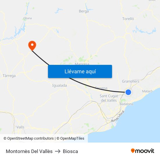 Montornès Del Vallès to Biosca map