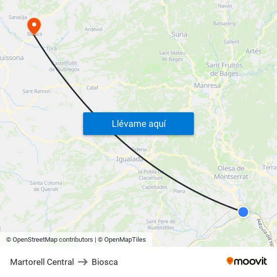 Martorell Central to Biosca map