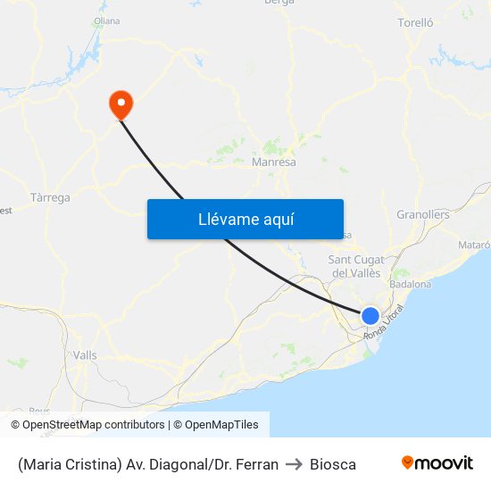 (Maria Cristina) Av. Diagonal/Dr. Ferran to Biosca map